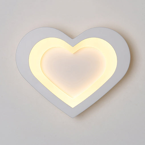 Integrated Led Cartoon Wall Mount Light Modern Simple Acrylic Wall Lighting in White White Heart Warm Clearhalo 'Wall Lamps & Sconces' 'Wall Lights' Lighting' 73989