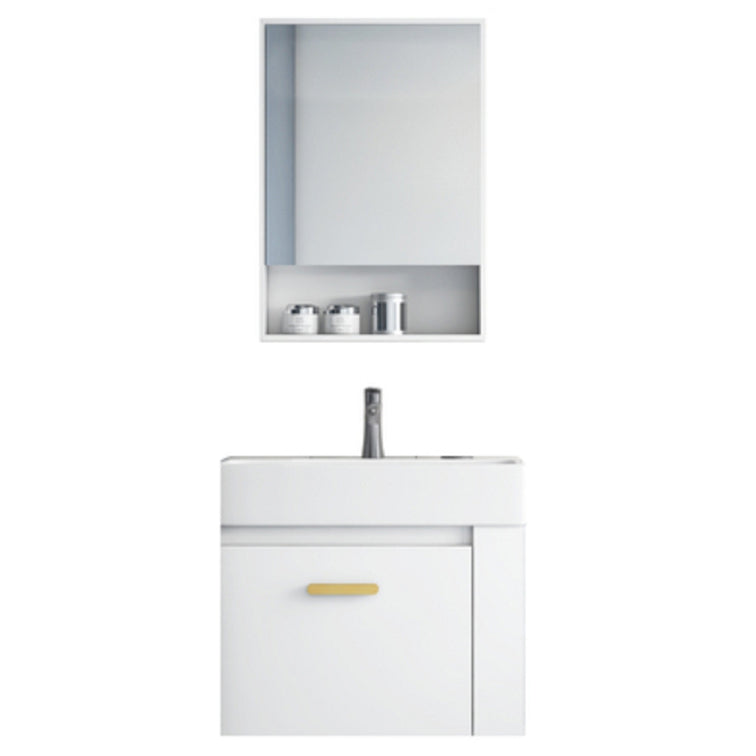 Wall Mount Rectangular Bathroom Vanity Glam White Ceramic Single Vanity Set Clearhalo 'Bathroom Remodel & Bathroom Fixtures' 'Bathroom Vanities' 'bathroom_vanities' 'Home Improvement' 'home_improvement' 'home_improvement_bathroom_vanities' 7398958