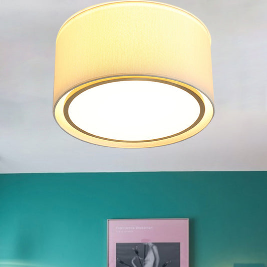 2-Shade Drum Fabric Ceiling Flush Modern 4 Lights White Flush Mount Lighting Fixture for Bedroom White Clearhalo 'Ceiling Lights' 'Close To Ceiling Lights' 'Close to ceiling' 'Flush mount' Lighting' 739900