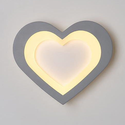 Integrated Led Cartoon Wall Mount Light Modern Simple Acrylic Wall Lighting in White Grey Heart Warm Clearhalo 'Wall Lamps & Sconces' 'Wall Lights' Lighting' 73992