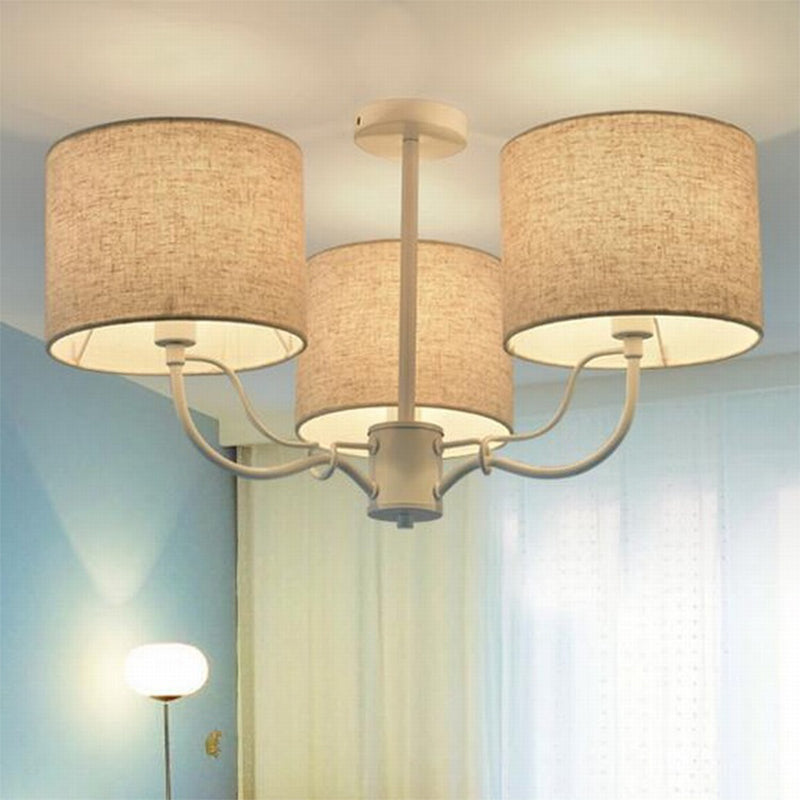 Black/White Barrel Ceiling Lamp Modernism 3/6 Bulbs Fabric Semi Flush Mount Chandelier for Lounge 3 White Clearhalo 'Ceiling Lights' 'Close To Ceiling Lights' 'Close to ceiling' 'Semi-flushmount' Lighting' 739922