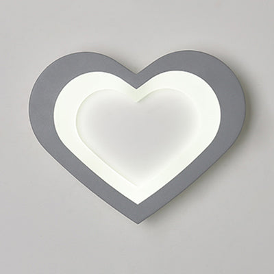 Integrated Led Cartoon Wall Mount Light Modern Simple Acrylic Wall Lighting in White Grey Heart White Clearhalo 'Wall Lamps & Sconces' 'Wall Lights' Lighting' 73993