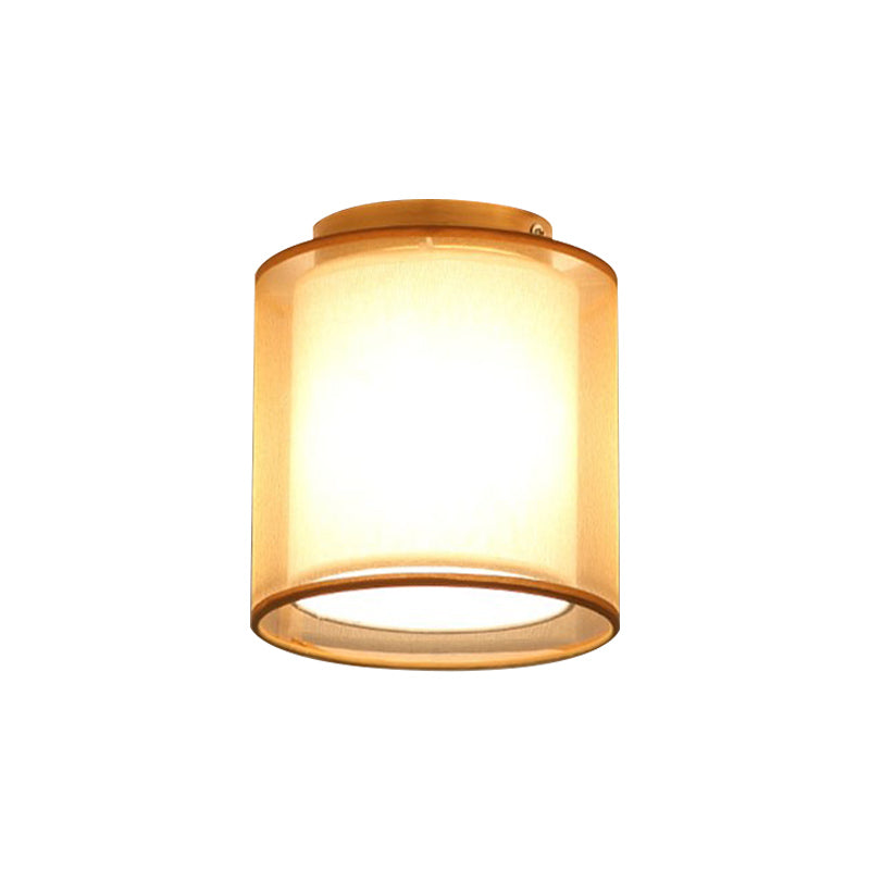 Simple 1 Light Ceiling Lighting Brass Dual Square/Cylinder Mini Flushmount Lighting with Fabric Shade Clearhalo 'Ceiling Lights' 'Close To Ceiling Lights' 'Close to ceiling' 'Flush mount' Lighting' 739932