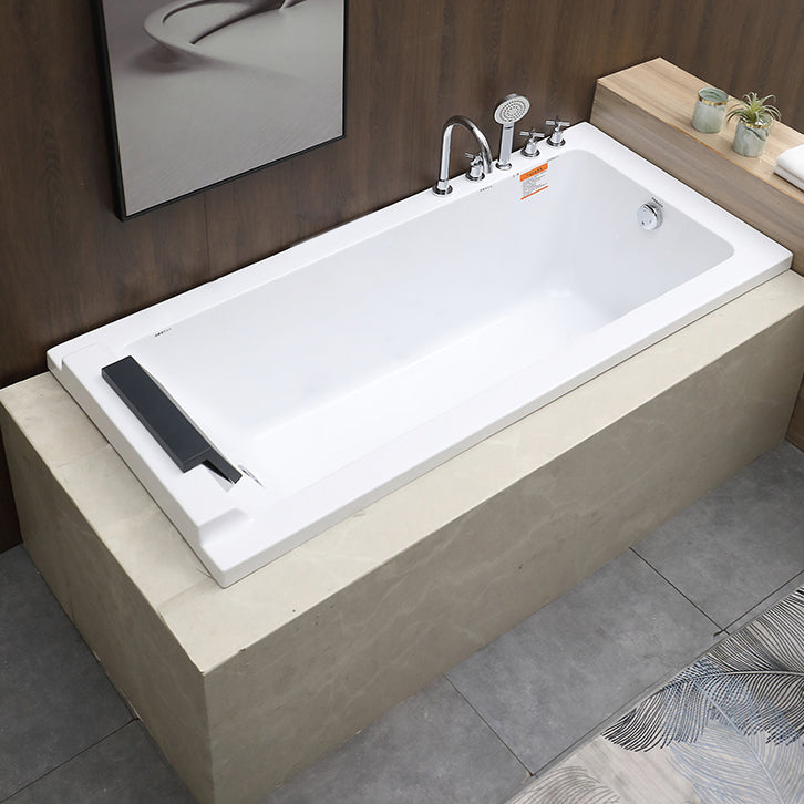 Modern Rectangular Bath Acrylic Soaking White Drop-in Bathtub 67"L x 30"W x 25"H Left Tub with Silver 5-Piece Set Clearhalo 'Bathroom Remodel & Bathroom Fixtures' 'Bathtubs' 'Home Improvement' 'home_improvement' 'home_improvement_bathtubs' 'Showers & Bathtubs' 7400402