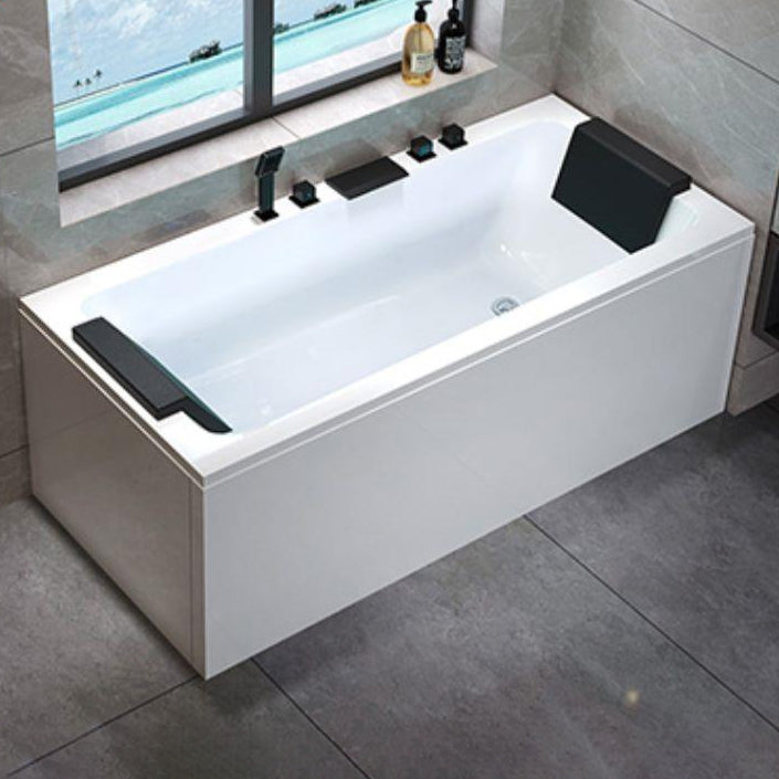 Modern Rectangular Bath Stand Alone Acrylic Soaking White Bathtub Right Tub with Black 5-Piece Set Clearhalo 'Bathroom Remodel & Bathroom Fixtures' 'Bathtubs' 'Home Improvement' 'home_improvement' 'home_improvement_bathtubs' 'Showers & Bathtubs' 7400456