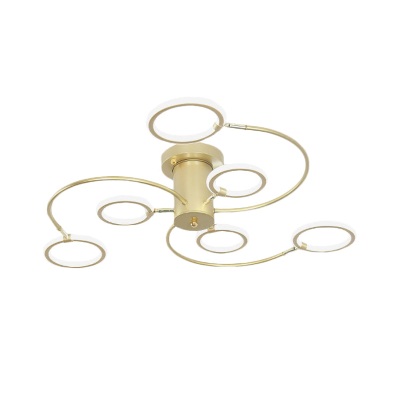 Black/Gold Swirl Semi Flush Mount Lighting Modern Acrylic LED Ceiling Fixture with Rings for Bedroom Clearhalo 'Ceiling Lights' 'Close To Ceiling Lights' 'Close to ceiling' 'Semi-flushmount' Lighting' 740110
