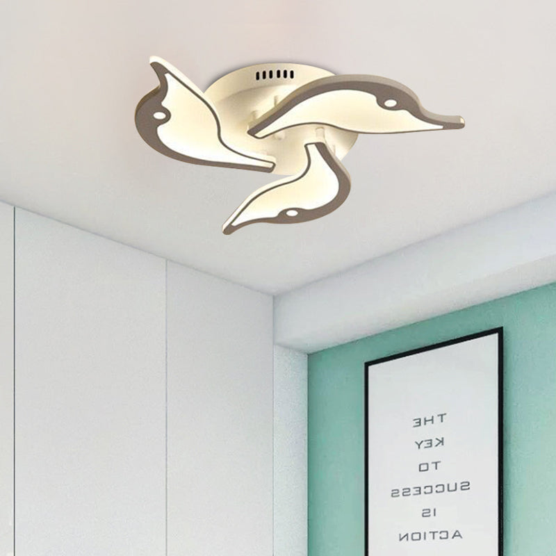 Acrylic 3/5-Petal Flush Mount Fixture Modernist White LED Ceiling Lighting for Bedroom in Warm/White Light, 23.5"/27.5" Wide White 23.5" Clearhalo 'Ceiling Lights' 'Close To Ceiling Lights' 'Close to ceiling' 'Flush mount' Lighting' 740150