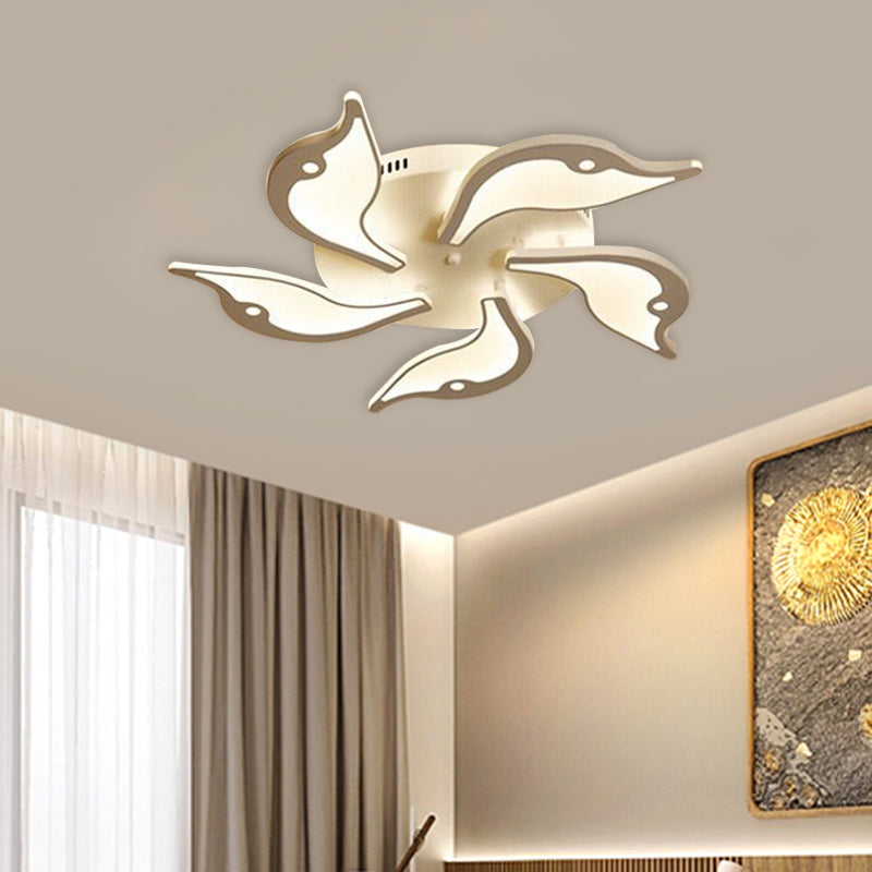 Acrylic 3/5-Petal Flush Mount Fixture Modernist White LED Ceiling Lighting for Bedroom in Warm/White Light, 23.5"/27.5" Wide Clearhalo 'Ceiling Lights' 'Close To Ceiling Lights' 'Close to ceiling' 'Flush mount' Lighting' 740155