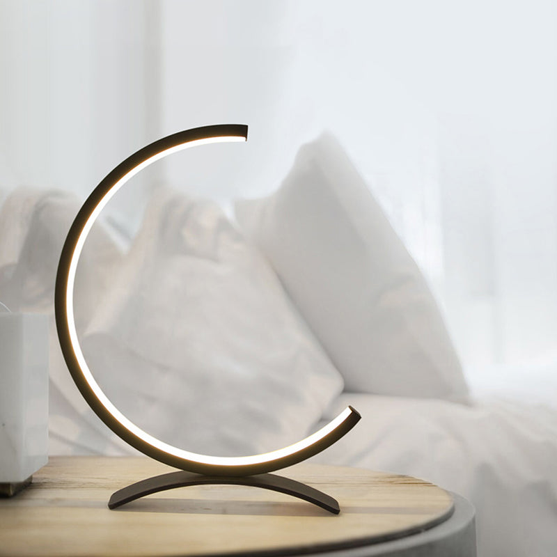 C-Shape Nightstand Lamps Modernist Acrylic Black/Gold LED Desk Light with Arch Base for Bedroom Black Clearhalo 'Lamps' 'Table Lamps' Lighting' 740172