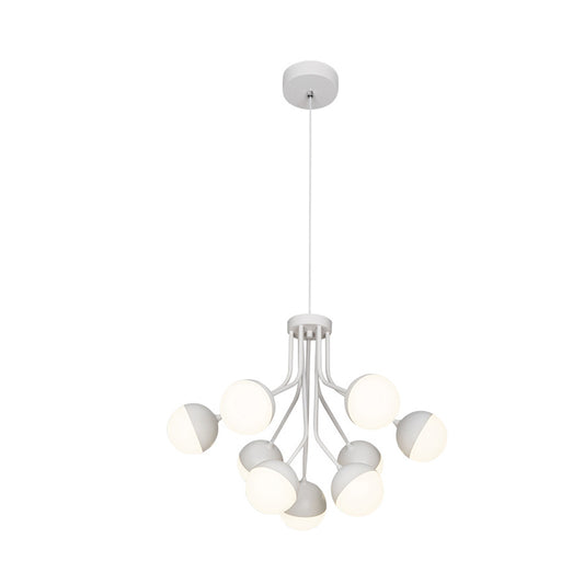 2 Tiers Ball Chandelier Lamp Modernist Acrylic 9-Bulb White Suspension Lighting for Dining Room Clearhalo 'Ceiling Lights' 'Chandeliers' 'Modern Chandeliers' 'Modern' Lighting' 740215