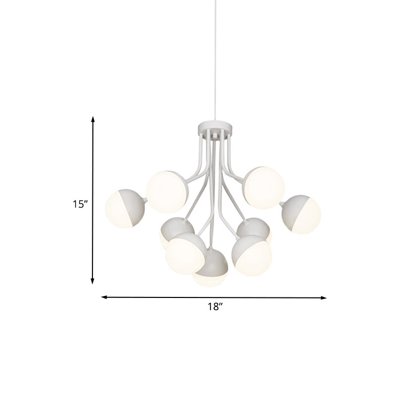 2 Tiers Ball Chandelier Lamp Modernist Acrylic 9-Bulb White Suspension Lighting for Dining Room Clearhalo 'Ceiling Lights' 'Chandeliers' 'Modern Chandeliers' 'Modern' Lighting' 740217