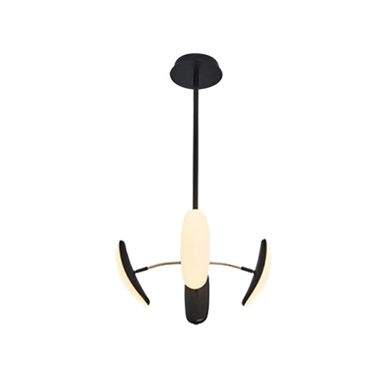 Rotatable Oval Chandelier Light Contemporary Acrylic 4/6 Heads Black Ceiling Pendant with Radial Design for Dining Room, 18"/21.5" Wide Clearhalo 'Ceiling Lights' 'Chandeliers' 'Modern Chandeliers' 'Modern' Lighting' 740227