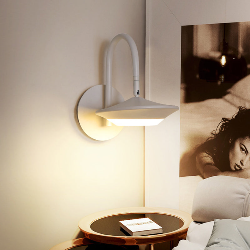 Rotatable Urn Wall Sconce Lamp Modernist Metallic White/Coffee LED Wall Lighting with Gooseneck Arm for Bedroom White Clearhalo 'Cast Iron' 'Glass' 'Industrial' 'Modern wall lights' 'Modern' 'Tiffany' 'Traditional wall lights' 'Wall Lamps & Sconces' 'Wall Lights' Lighting' 740253