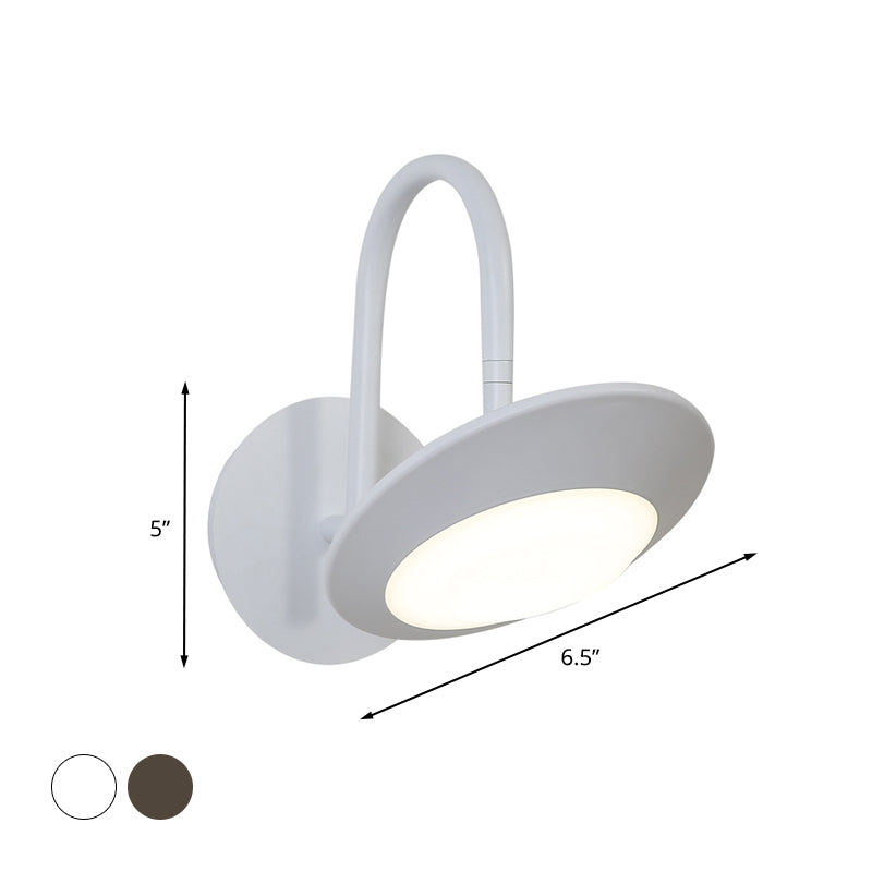 Rotatable Urn Wall Sconce Lamp Modernist Metallic White/Coffee LED Wall Lighting with Gooseneck Arm for Bedroom Clearhalo 'Cast Iron' 'Glass' 'Industrial' 'Modern wall lights' 'Modern' 'Tiffany' 'Traditional wall lights' 'Wall Lamps & Sconces' 'Wall Lights' Lighting' 740256