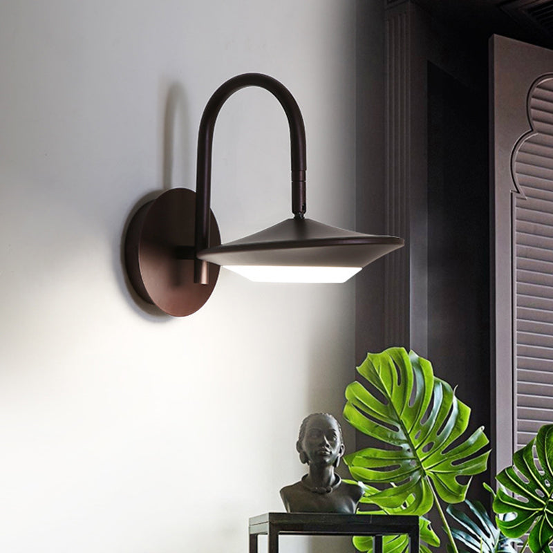 Rotatable Urn Wall Sconce Lamp Modernist Metallic White/Coffee LED Wall Lighting with Gooseneck Arm for Bedroom Coffee Clearhalo 'Cast Iron' 'Glass' 'Industrial' 'Modern wall lights' 'Modern' 'Tiffany' 'Traditional wall lights' 'Wall Lamps & Sconces' 'Wall Lights' Lighting' 740257