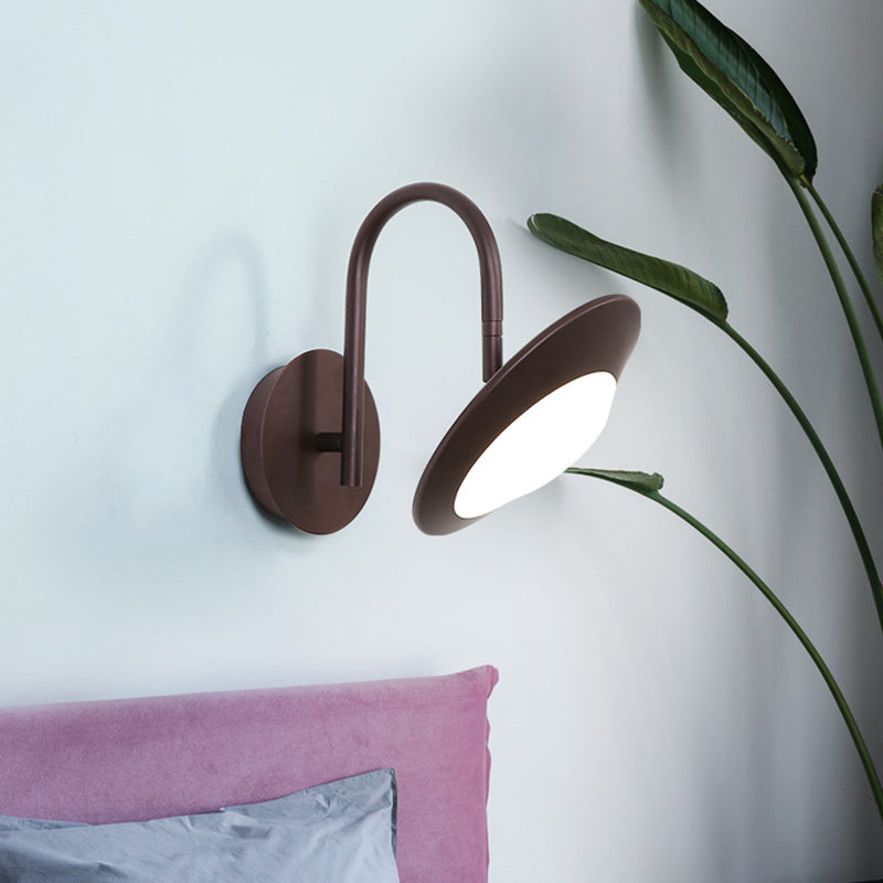 Rotatable Urn Wall Sconce Lamp Modernist Metallic White/Coffee LED Wall Lighting with Gooseneck Arm for Bedroom Clearhalo 'Cast Iron' 'Glass' 'Industrial' 'Modern wall lights' 'Modern' 'Tiffany' 'Traditional wall lights' 'Wall Lamps & Sconces' 'Wall Lights' Lighting' 740258