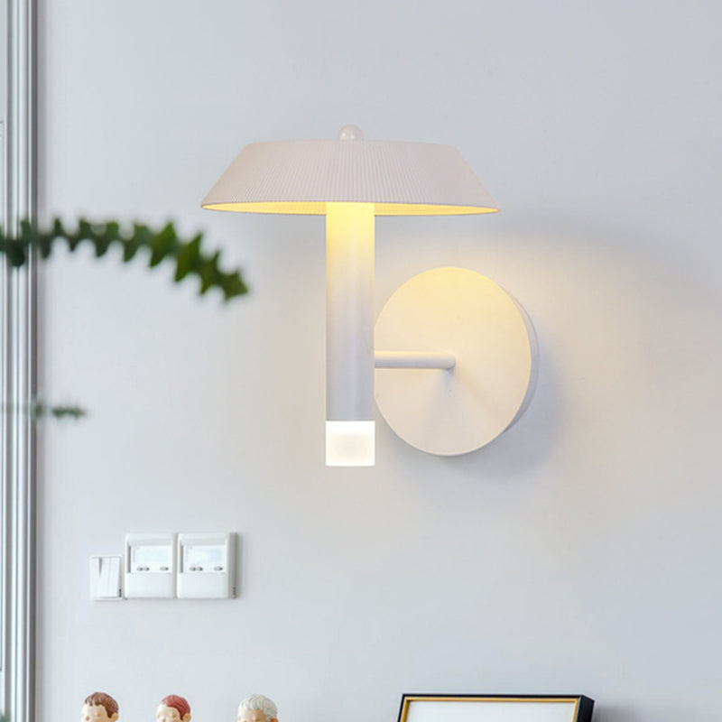 Metallic Tapered Wall Sconce Light Modernist White/Grey LED Wall Mount Lamp for Bedroom Clearhalo 'Cast Iron' 'Glass' 'Industrial' 'Modern wall lights' 'Modern' 'Tiffany' 'Traditional wall lights' 'Wall Lamps & Sconces' 'Wall Lights' Lighting' 740265
