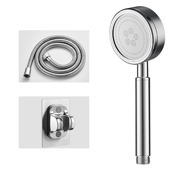 Modern Round Hand Shower Water Efficient Stainless Steel Showerhead Silver Shower Heads & Hose & Wall pedestal Clearhalo 'Bathroom Remodel & Bathroom Fixtures' 'Home Improvement' 'home_improvement' 'home_improvement_shower_heads' 'Shower Heads' 'shower_heads' 'Showers & Bathtubs Plumbing' 'Showers & Bathtubs' 7402653