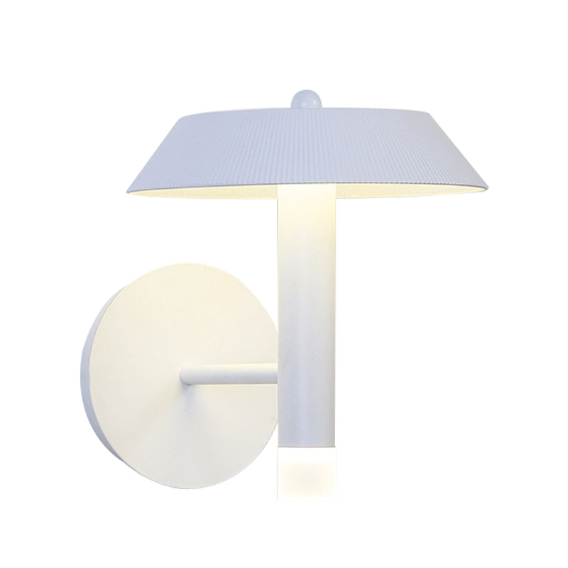 Metallic Tapered Wall Sconce Light Modernist White/Grey LED Wall Mount Lamp for Bedroom Clearhalo 'Cast Iron' 'Glass' 'Industrial' 'Modern wall lights' 'Modern' 'Tiffany' 'Traditional wall lights' 'Wall Lamps & Sconces' 'Wall Lights' Lighting' 740266