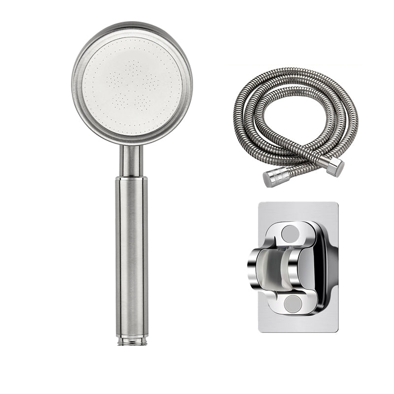 Round Hand Shower Water Efficient Stainless Steel Showerhead Silver Shower & Hose & Hole-free Wall Seat Clearhalo 'Bathroom Remodel & Bathroom Fixtures' 'Home Improvement' 'home_improvement' 'home_improvement_shower_heads' 'Shower Heads' 'shower_heads' 'Showers & Bathtubs Plumbing' 'Showers & Bathtubs' 7402675