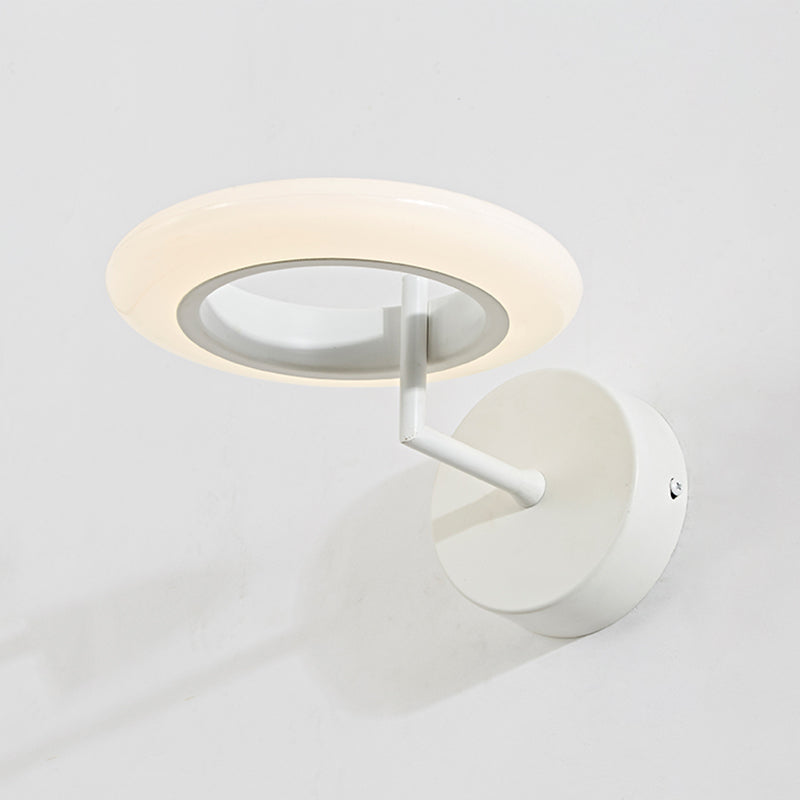 Coffee/White Round Lighting Sconce Modernist Acrylic LED Wall Lamp Fixture with Curved Arm in Warm/Natural Light White Clearhalo 'Cast Iron' 'Glass' 'Industrial' 'Modern wall lights' 'Modern' 'Tiffany' 'Traditional wall lights' 'Wall Lamps & Sconces' 'Wall Lights' Lighting' 740271