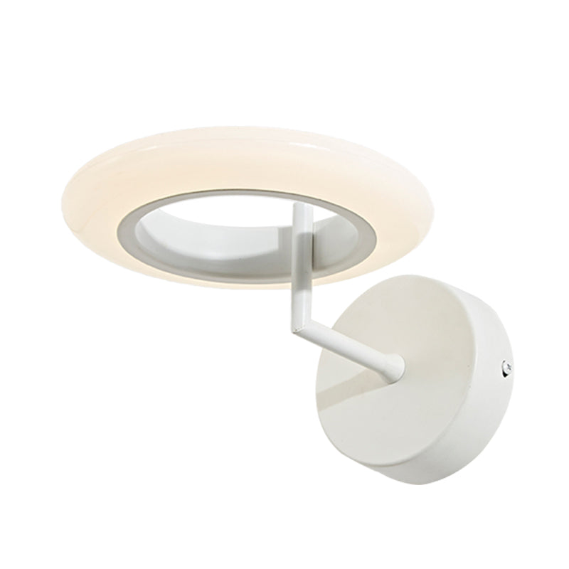 Coffee/White Round Lighting Sconce Modernist Acrylic LED Wall Lamp Fixture with Curved Arm in Warm/Natural Light Clearhalo 'Cast Iron' 'Glass' 'Industrial' 'Modern wall lights' 'Modern' 'Tiffany' 'Traditional wall lights' 'Wall Lamps & Sconces' 'Wall Lights' Lighting' 740273