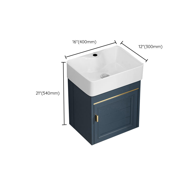 Rectangular Vanity Single Sink Faucet Wall-Mounted Blue Mirror Metal Frame Bath Vanity Clearhalo 'Bathroom Remodel & Bathroom Fixtures' 'Bathroom Vanities' 'bathroom_vanities' 'Home Improvement' 'home_improvement' 'home_improvement_bathroom_vanities' 7402863