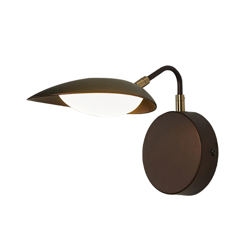 Metal Rotatable Oval Wall Mount Light Fixture Modernist Coffee LED Wall Lamp Sconce with Adjustable Arm for Bedroom in Warm/Natural Light Clearhalo 'Cast Iron' 'Glass' 'Industrial' 'Modern wall lights' 'Modern' 'Tiffany' 'Traditional wall lights' 'Wall Lamps & Sconces' 'Wall Lights' Lighting' 740292