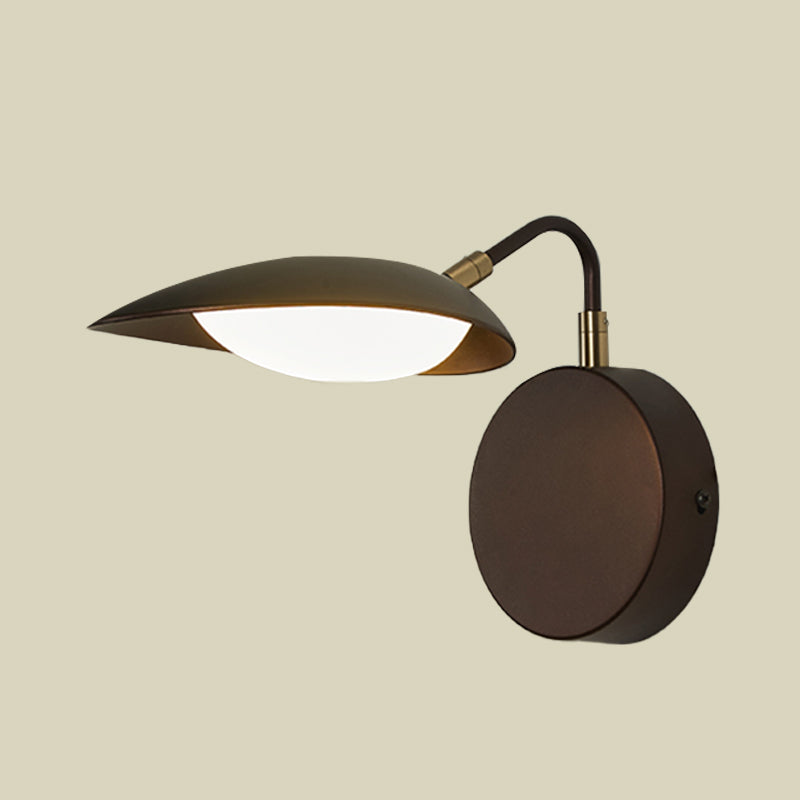 Metal Rotatable Oval Wall Mount Light Fixture Modernist Coffee LED Wall Lamp Sconce with Adjustable Arm for Bedroom in Warm/Natural Light Clearhalo 'Cast Iron' 'Glass' 'Industrial' 'Modern wall lights' 'Modern' 'Tiffany' 'Traditional wall lights' 'Wall Lamps & Sconces' 'Wall Lights' Lighting' 740293