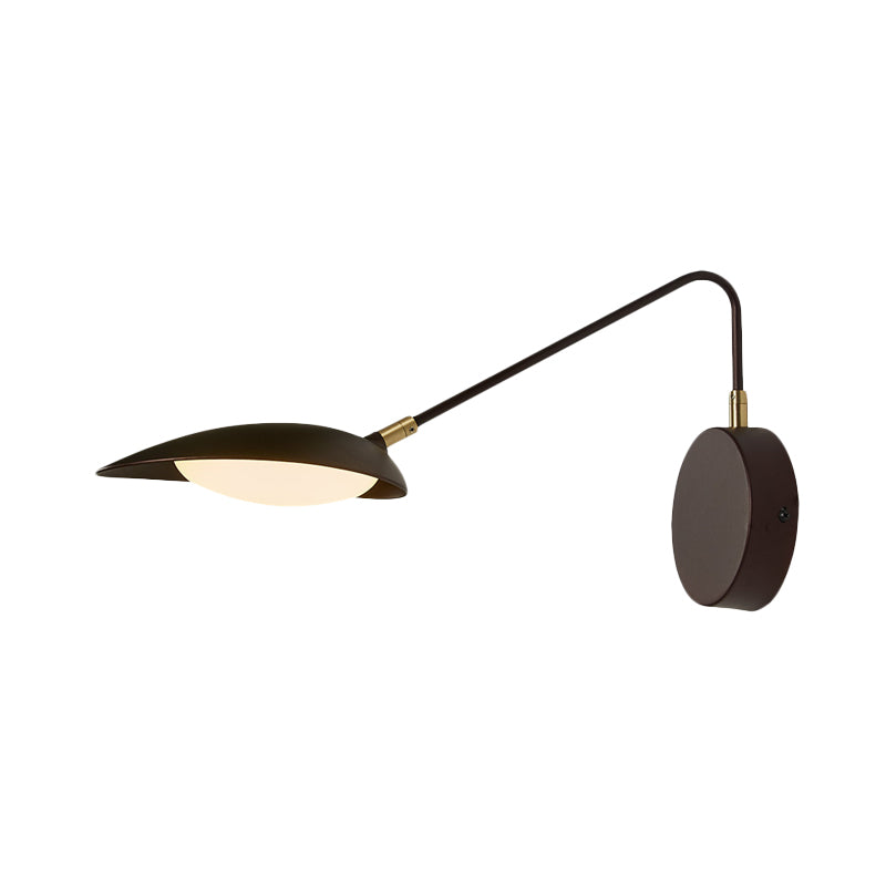 Modernist Oval Wall Lamp Fixture Metallic Bedroom LED Lighting Sconce with Adjustable Arm in Coffee Clearhalo 'Cast Iron' 'Glass' 'Industrial' 'Modern wall lights' 'Modern' 'Tiffany' 'Traditional wall lights' 'Wall Lamps & Sconces' 'Wall Lights' Lighting' 740296