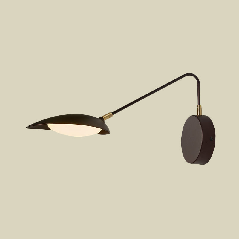 Modernist Oval Wall Lamp Fixture Metallic Bedroom LED Lighting Sconce with Adjustable Arm in Coffee Clearhalo 'Cast Iron' 'Glass' 'Industrial' 'Modern wall lights' 'Modern' 'Tiffany' 'Traditional wall lights' 'Wall Lamps & Sconces' 'Wall Lights' Lighting' 740297
