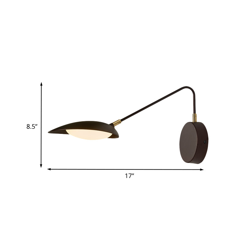 Modernist Oval Wall Lamp Fixture Metallic Bedroom LED Lighting Sconce with Adjustable Arm in Coffee Clearhalo 'Cast Iron' 'Glass' 'Industrial' 'Modern wall lights' 'Modern' 'Tiffany' 'Traditional wall lights' 'Wall Lamps & Sconces' 'Wall Lights' Lighting' 740298