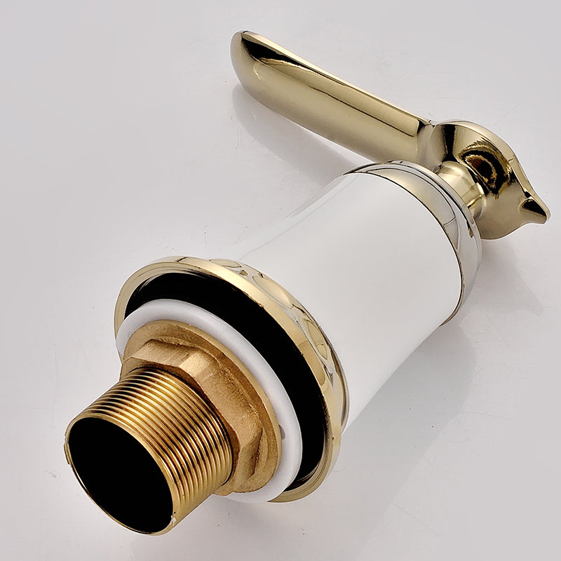 Glam Bath Faucet Trim Deck Mounted Lever Handle Swivel Spout Bathtub Faucet Clearhalo 'Bathroom Remodel & Bathroom Fixtures' 'Bathtub Faucets' 'bathtub_faucets' 'Home Improvement' 'home_improvement' 'home_improvement_bathtub_faucets' 7403802