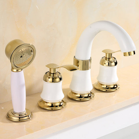 Tradition Bath Filler Trim Deck Mounted Swivel Spout Tub Filler Trim Clearhalo 'Bathroom Remodel & Bathroom Fixtures' 'Bathtub Faucets' 'bathtub_faucets' 'Home Improvement' 'home_improvement' 'home_improvement_bathtub_faucets' 7403806