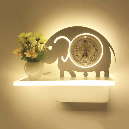 Contemporary Cartoon Pattern Wall Light with Shelf Acrylic White LED Sconce Lamp for Kid Bedroom White B Clearhalo 'Wall Lamps & Sconces' 'Wall Lights' Lighting' 74069