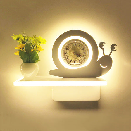 Contemporary Cartoon Pattern Wall Light with Shelf Acrylic White LED Sconce Lamp for Kid Bedroom White A Clearhalo 'Wall Lamps & Sconces' 'Wall Lights' Lighting' 74070