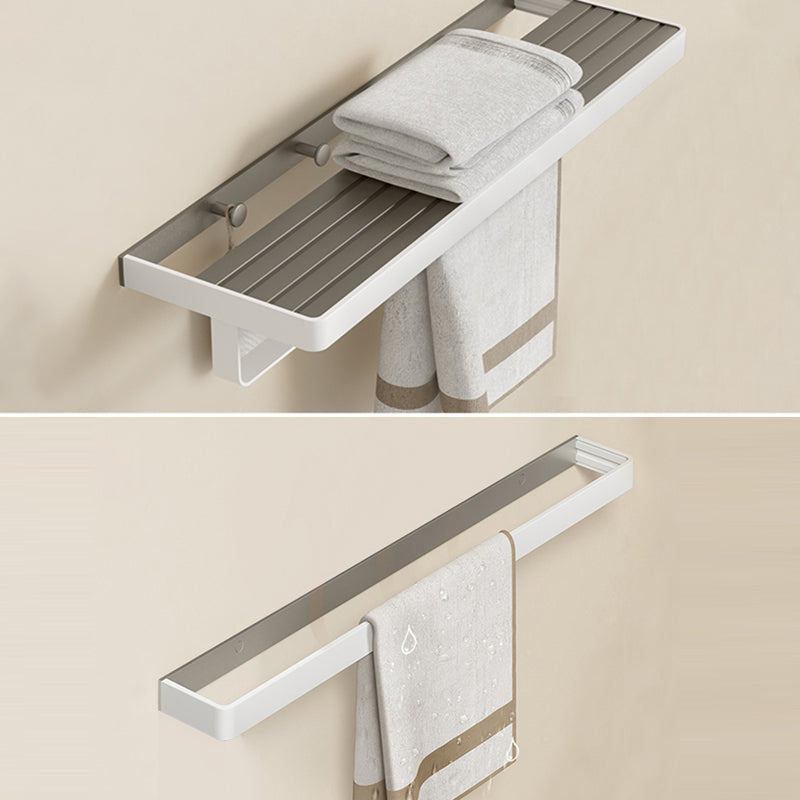 Modern Drill and Screw Mount Bathroom Accessories Hardware Set Towel Rack with Towel Bar Clearhalo 'Bathroom Hardware Sets' 'Bathroom Hardware' 'Bathroom Remodel & Bathroom Fixtures' 'bathroom_hardware_sets' 'Home Improvement' 'home_improvement' 'home_improvement_bathroom_hardware_sets' 7408437