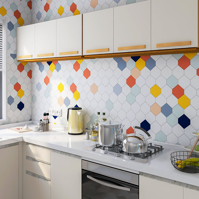 Modern Peel and Stick Backsplash Wall Tile Plastic Wallpaper for Kitchen Backsplash Clearhalo 'Flooring 'Home Improvement' 'home_improvement' 'home_improvement_peel_stick_blacksplash' 'Peel & Stick Backsplash Tile' 'peel_stick_blacksplash' 'Walls & Ceilings' Walls and Ceiling' 7409991