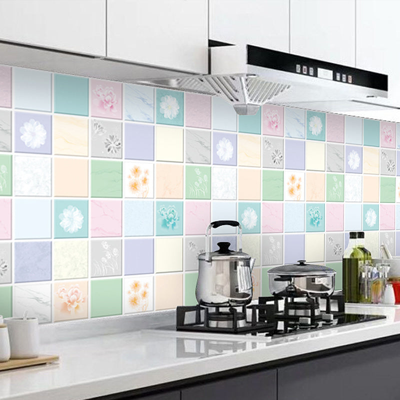 Modern Peel and Stick Backsplash Wall Tile Plastic Wallpaper for Kitchen Backsplash Yellow-Pink-Green Clearhalo 'Flooring 'Home Improvement' 'home_improvement' 'home_improvement_peel_stick_blacksplash' 'Peel & Stick Backsplash Tile' 'peel_stick_blacksplash' 'Walls & Ceilings' Walls and Ceiling' 7409994