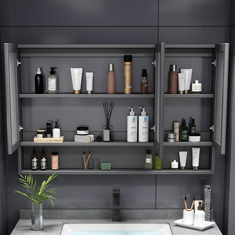 Mirror Vanity Grey Wood Frame Glam 2 Drawers Single Sink Rectangular Vanity with Faucet Clearhalo 'Bathroom Remodel & Bathroom Fixtures' 'Bathroom Vanities' 'bathroom_vanities' 'Home Improvement' 'home_improvement' 'home_improvement_bathroom_vanities' 7410072