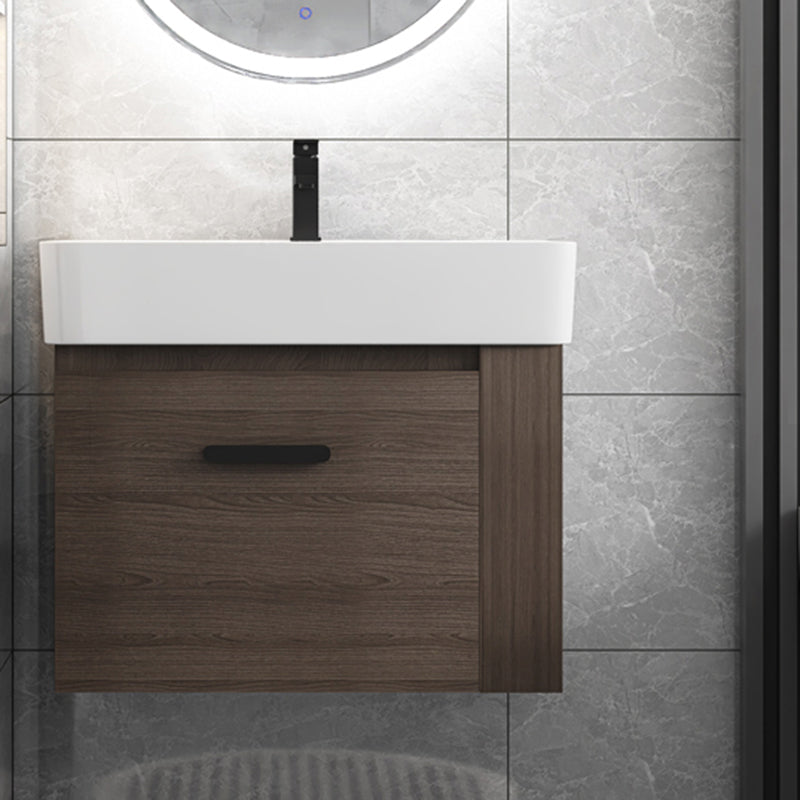 Modern Single Sink Vanity Wall Mount Brown Wooden Vanity Set Clearhalo 'Bathroom Remodel & Bathroom Fixtures' 'Bathroom Vanities' 'bathroom_vanities' 'Home Improvement' 'home_improvement' 'home_improvement_bathroom_vanities' 7416404