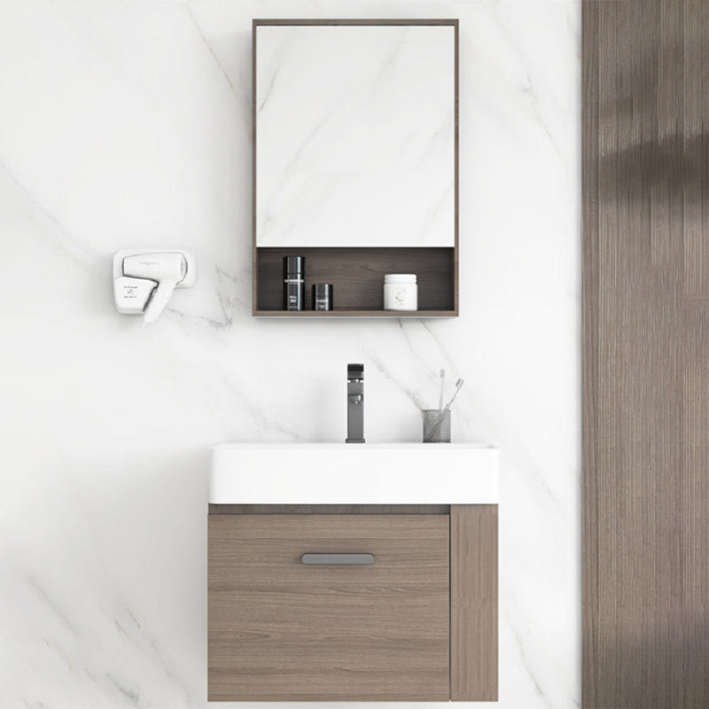 Modern Single Sink Vanity Wall Mount Brown Wooden Vanity Set Clearhalo 'Bathroom Remodel & Bathroom Fixtures' 'Bathroom Vanities' 'bathroom_vanities' 'Home Improvement' 'home_improvement' 'home_improvement_bathroom_vanities' 7416409