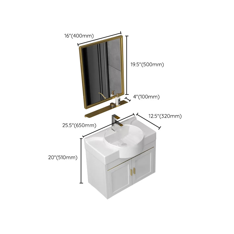 Glam Metal Base Vanity Wall Mount Bath Vanity Set with Soft Close Door Clearhalo 'Bathroom Remodel & Bathroom Fixtures' 'Bathroom Vanities' 'bathroom_vanities' 'Home Improvement' 'home_improvement' 'home_improvement_bathroom_vanities' 7416516