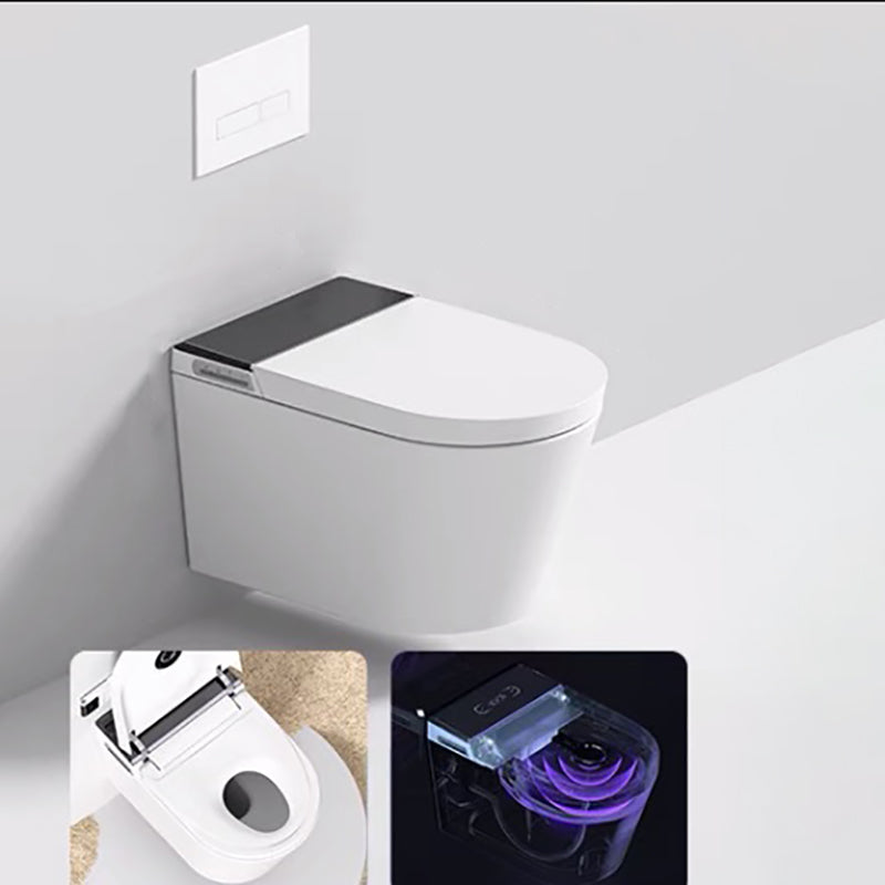 Contemporary White Elongated Wall Hung Toilet Set with Heated Seat Black White Manual Flip (Standard) Clearhalo 'Bathroom Remodel & Bathroom Fixtures' 'Bidets' 'Home Improvement' 'home_improvement' 'home_improvement_bidets' 'Toilets & Bidets' 7416891