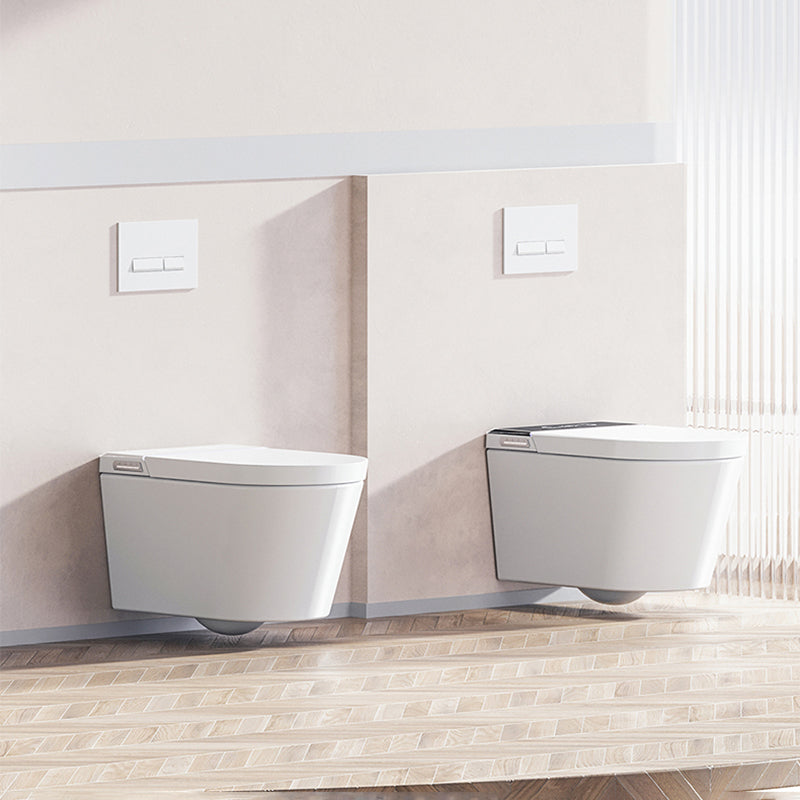 Contemporary White Elongated Wall Hung Toilet Set with Heated Seat Clearhalo 'Bathroom Remodel & Bathroom Fixtures' 'Bidets' 'Home Improvement' 'home_improvement' 'home_improvement_bidets' 'Toilets & Bidets' 7416892