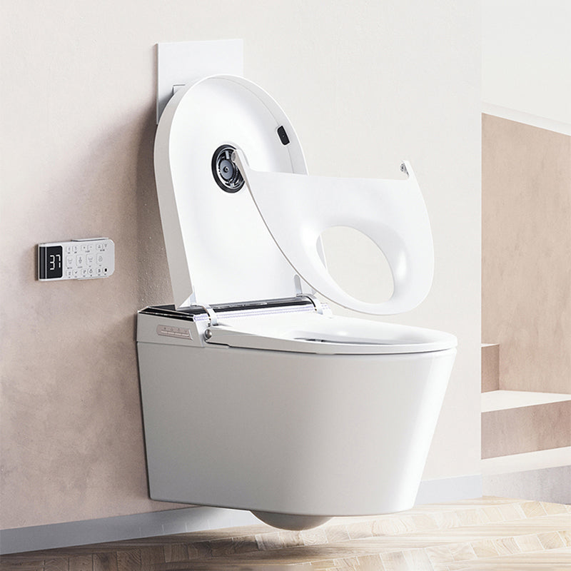 Contemporary White Elongated Wall Hung Toilet Set with Heated Seat Clearhalo 'Bathroom Remodel & Bathroom Fixtures' 'Bidets' 'Home Improvement' 'home_improvement' 'home_improvement_bidets' 'Toilets & Bidets' 7416893