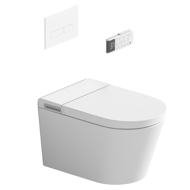 Contemporary White Elongated Wall Hung Toilet Set with Heated Seat Clearhalo 'Bathroom Remodel & Bathroom Fixtures' 'Bidets' 'Home Improvement' 'home_improvement' 'home_improvement_bidets' 'Toilets & Bidets' 7416894
