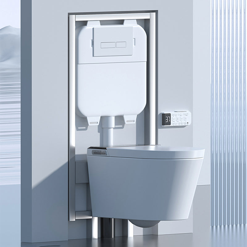 Contemporary White Elongated Wall Hung Toilet Set with Heated Seat Clearhalo 'Bathroom Remodel & Bathroom Fixtures' 'Bidets' 'Home Improvement' 'home_improvement' 'home_improvement_bidets' 'Toilets & Bidets' 7416897