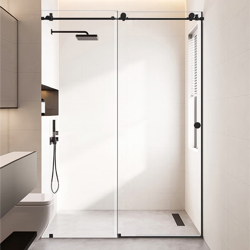 Transparent Pivot Shower Bath Door Tempered Semi-Frameless Shower Doors Right Clearhalo 'Bathroom Remodel & Bathroom Fixtures' 'Home Improvement' 'home_improvement' 'home_improvement_shower_tub_doors' 'Shower and Tub Doors' 'shower_tub_doors' 'Showers & Bathtubs' 7417127