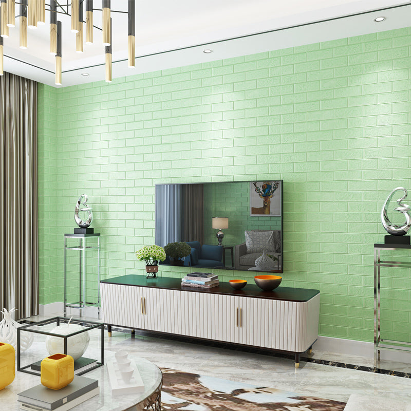 Modern Wall Ceiling Plain Peel and Stick 3D Embossed Waterproof Backsplash Panels Light Green 10-Piece Set Clearhalo 'Flooring 'Home Improvement' 'home_improvement' 'home_improvement_wall_paneling' 'Wall Paneling' 'wall_paneling' 'Walls & Ceilings' Walls and Ceiling' 7418547